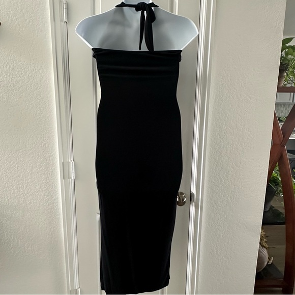 Black Halter Midi Dress L By See You Monday Rayon & Spandex - Picture 2 of 6